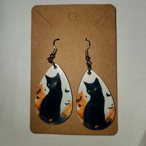 Black Cat Halloween Earrings
